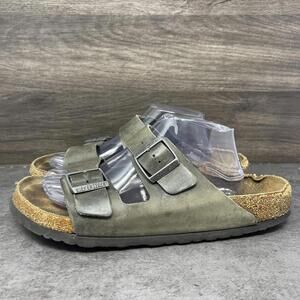 Birkenstock Arizona Sandals Mens Size 10 (44) Oiled Leather Slip On Buckle